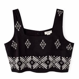 Calypso St. Barth Embroidered Linen Crop Top Brown Size Large NWT